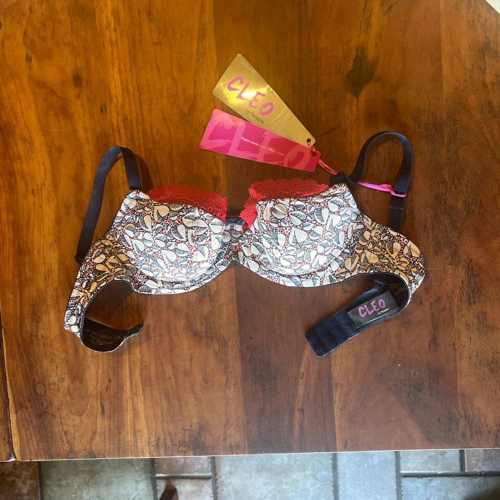 NWT Cleo by Panache—Darcy Bra Red and Navy Blue Lace Bra
